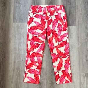 Chico's Red and Pink Leaf Print Pants